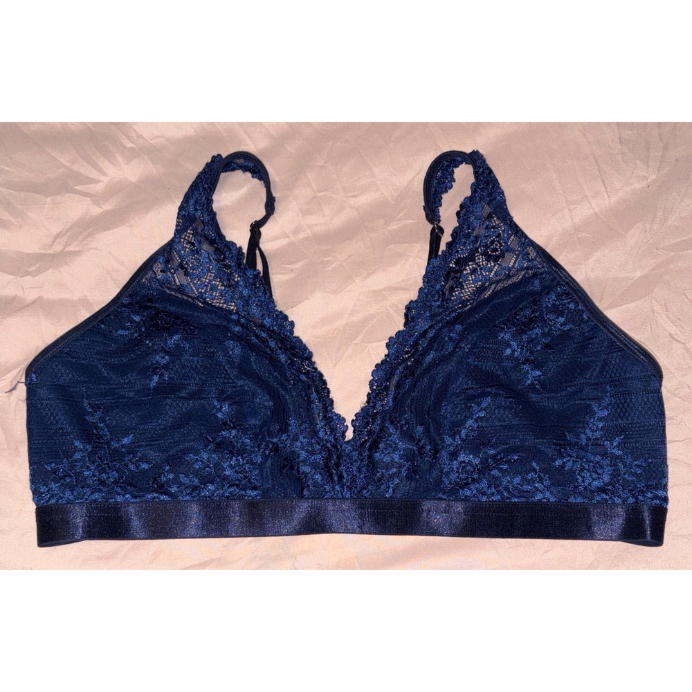 AvidLove Navy Blue Lace Unlined Plus Size Full Figure Bralette, XXL